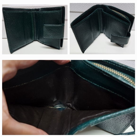 Gucci GG Canvas and Green Leather French Coin Purse Wallet - Picture 6 of 13